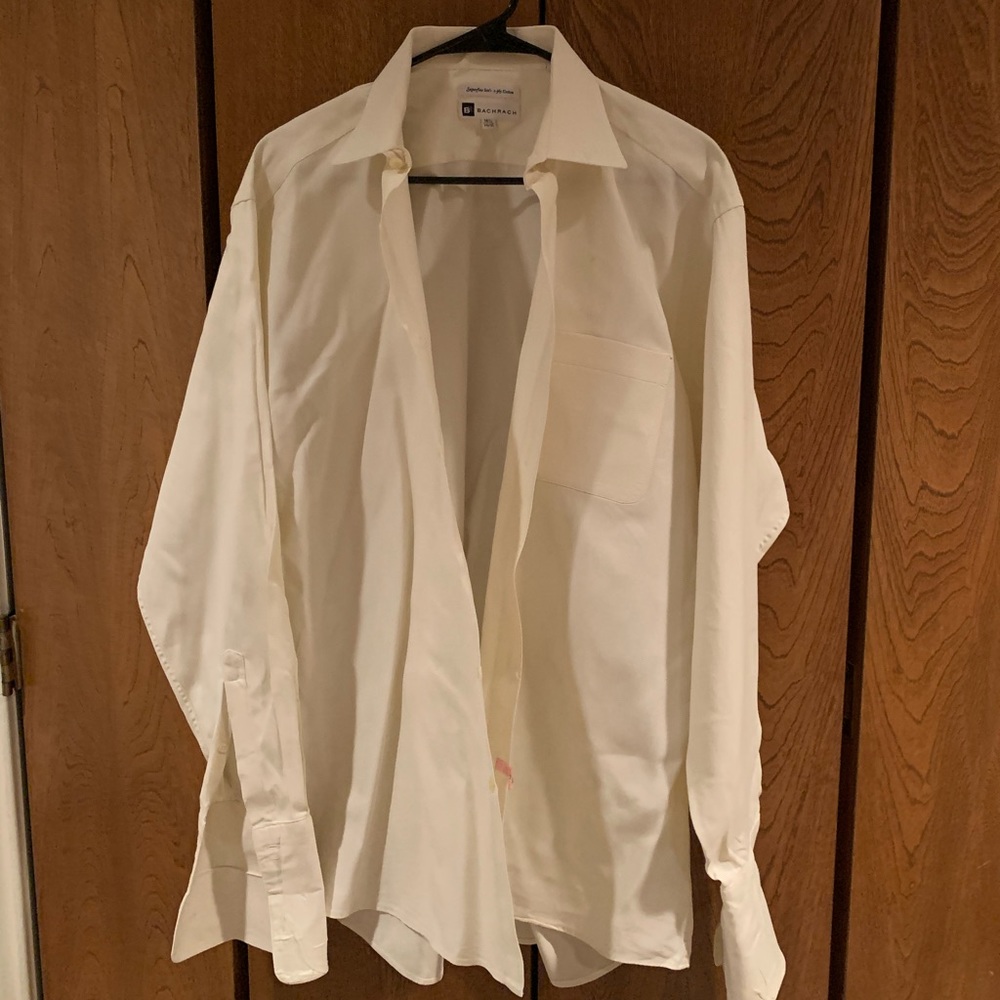 Bach Rach Men’s Cream Dress Shirt Size 16.5x34/35